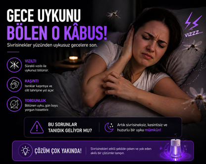 Şarjlı Sivrisinek Lambası – Sessiz UV Tuzak, Kablosuz Gece Koruma