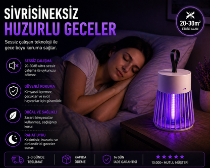 Şarjlı Sivrisinek Lambası – Sessiz UV Tuzak, Kablosuz Gece Koruma